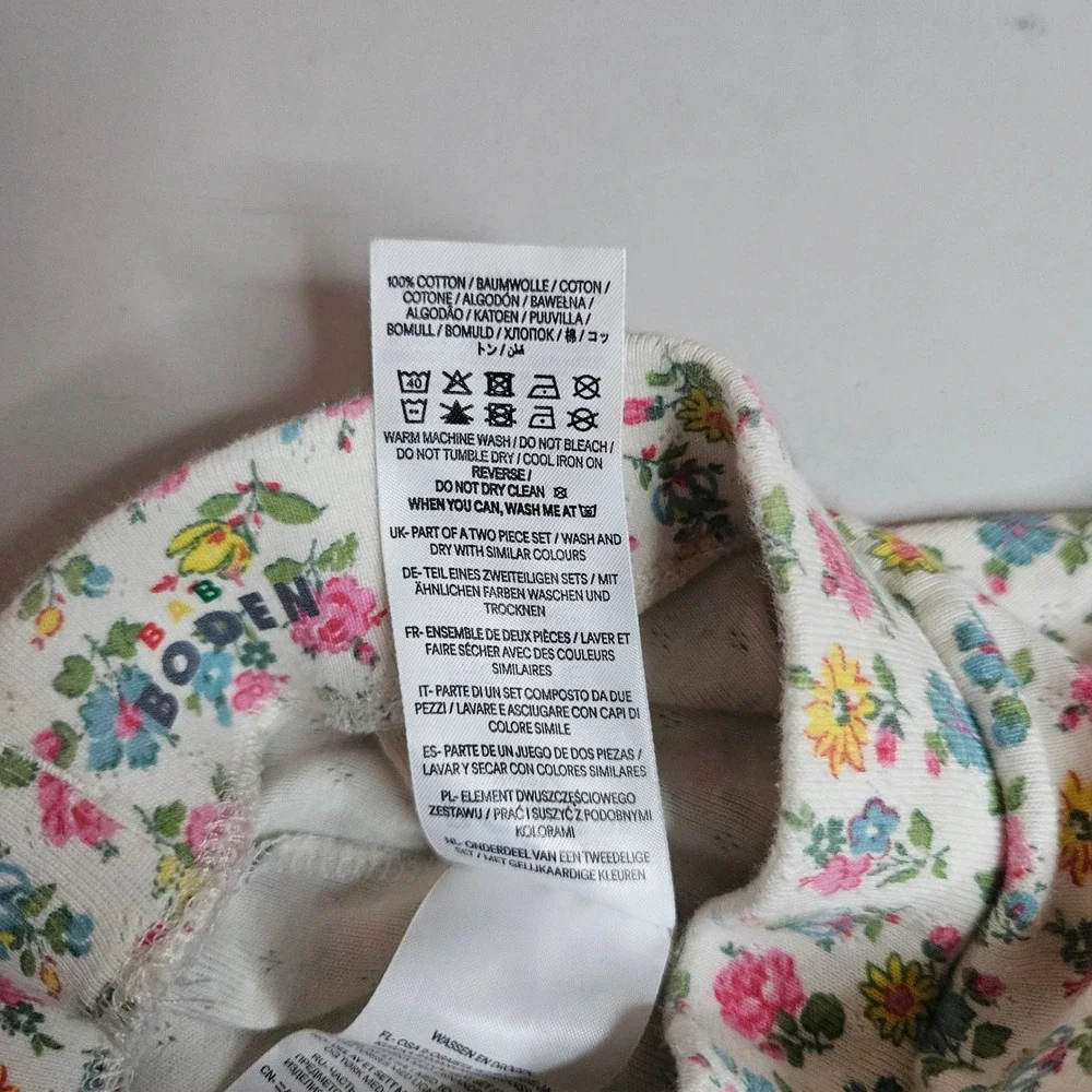 Baby Boden Floral Pointelle Pajama Set 2pc Cotton Pink Yellow Blue 9-12M 80cm